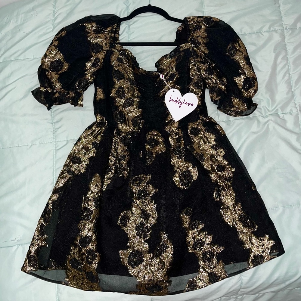 (NEW) Buddy Love Colby Puff Sleeve Mini Dress - Brocade (TAG-ON)